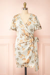 Lorene Short Sleeve Floral Wrap Dress | Boutique 1861 front view