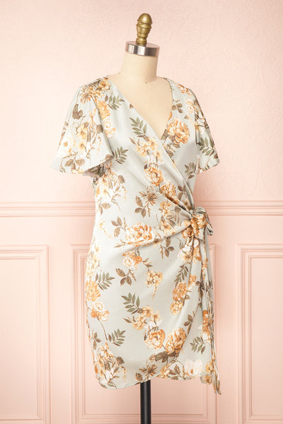 Lorene Short Sleeve Floral Wrap Dress | Boutique 1861 side view