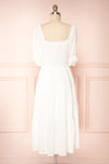 Lorette White Layered Midi Dress w/ Puffy Sleeves | Boutique 1861 back view