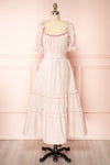 Lorez Dusty Pink Belted Puffy Sleeve Maxi Dress | Boutique 1861 front view