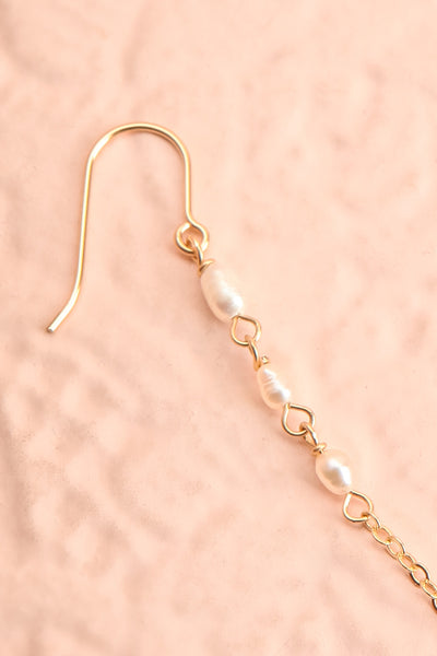 Lotte Hass Gold Pendant Earrings w/ Pearls | La petite garçonne close-up