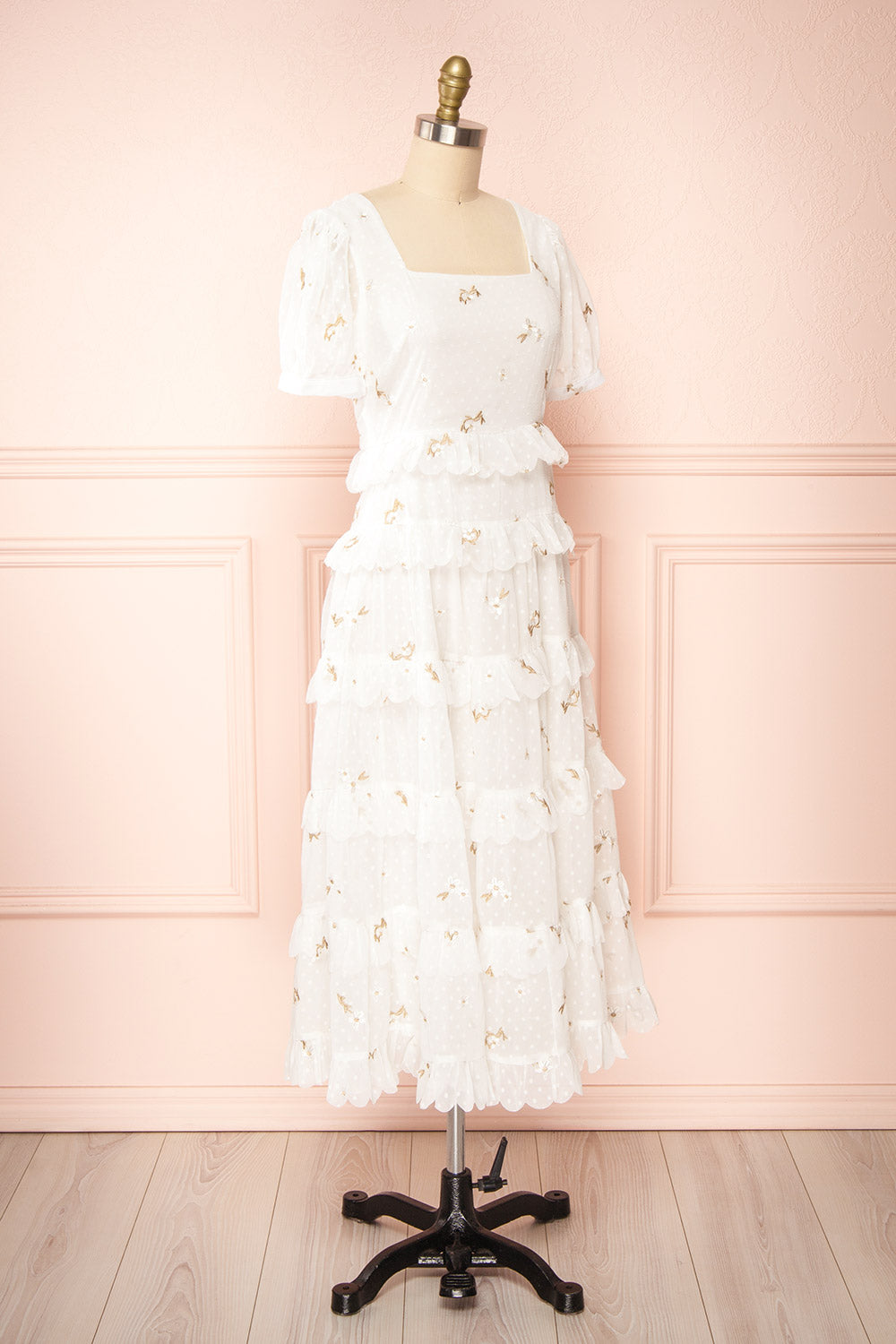 Louange Midi Tiered Dress w/ Ruffles | Boutique 1861  side view