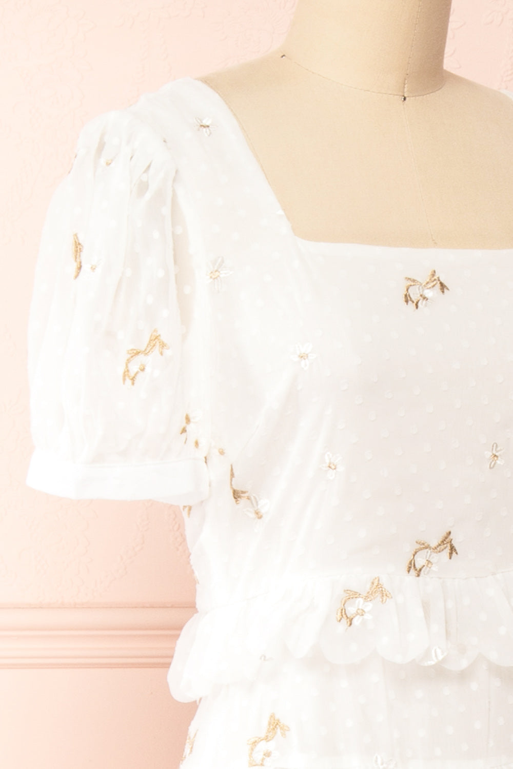 Louange Midi Tiered Dress w/ Ruffles | Boutique 1861  side close-up