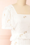 Louange Midi Tiered Dress w/ Ruffles | Boutique 1861  side close-up