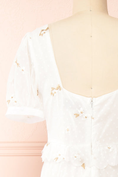 Louange Midi Tiered Dress w/ Ruffles | Boutique 1861  back close-up