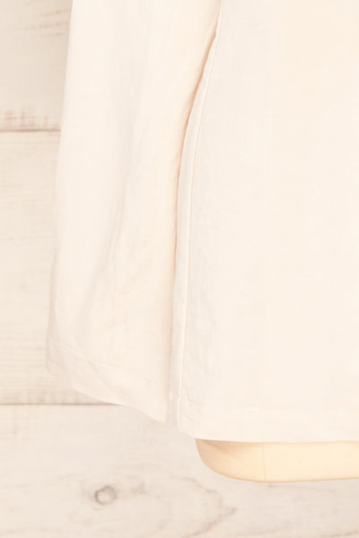 Louisse Beige Faux-Linen Single Button Blazer | La petite garçonne sleeve