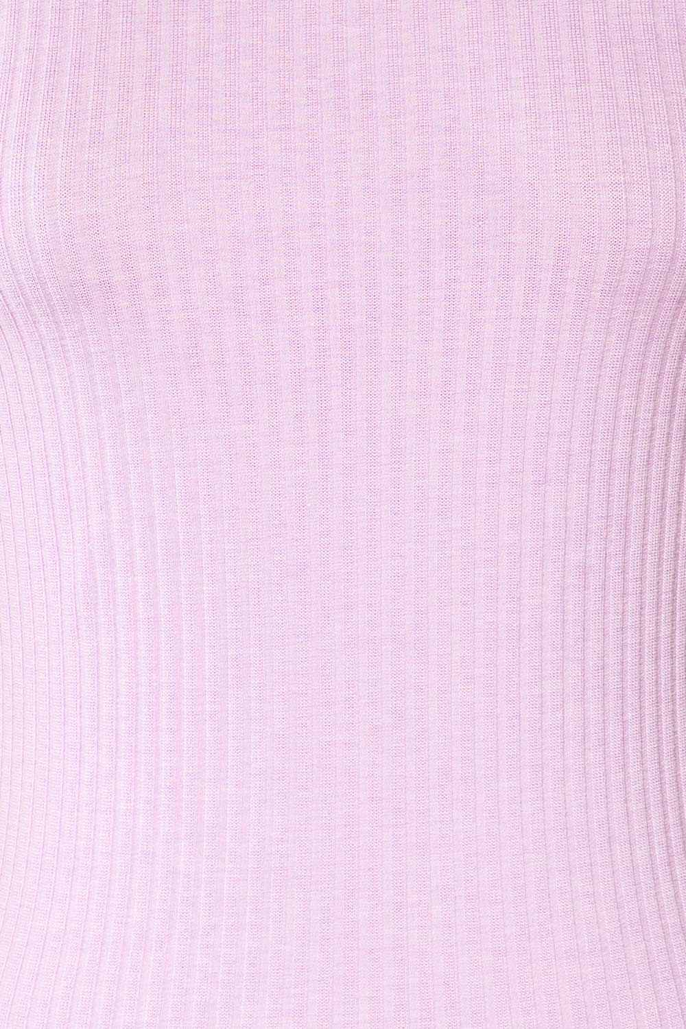 Loula Lilac Ribbed Frill-Trimmed Crop Top | La petite garçonne fabric