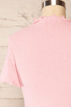 Loula Pink Ribbed Frill-Trimmed Crop Top | La petite garçonne back close up
