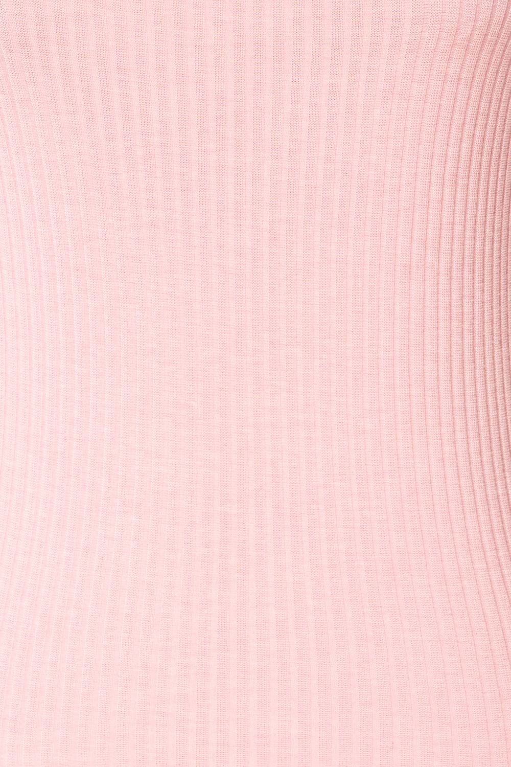 Loula Pink Ribbed Frill-Trimmed Crop Top | La petite garçonne fabric