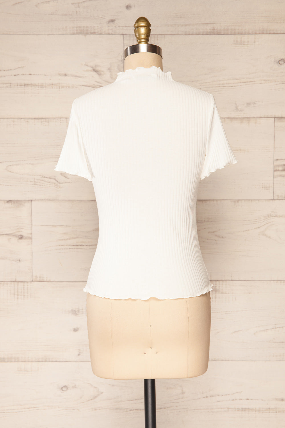 Loula White Ribbed Frill-Trimmed Crop Top | La petite garçonne back view