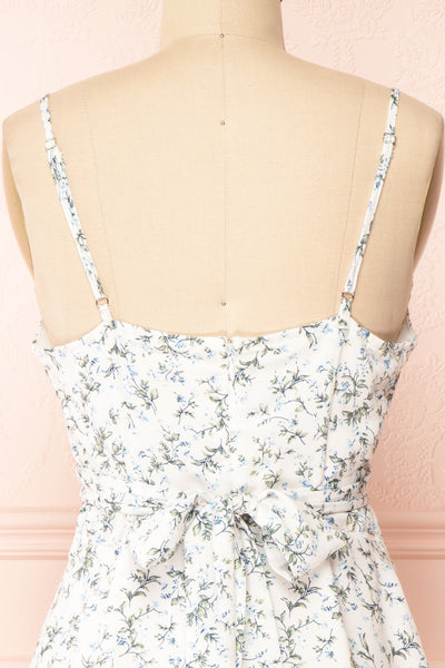 Loupat White Floral A-Line Short Dress | Boutique 1861 back close-up