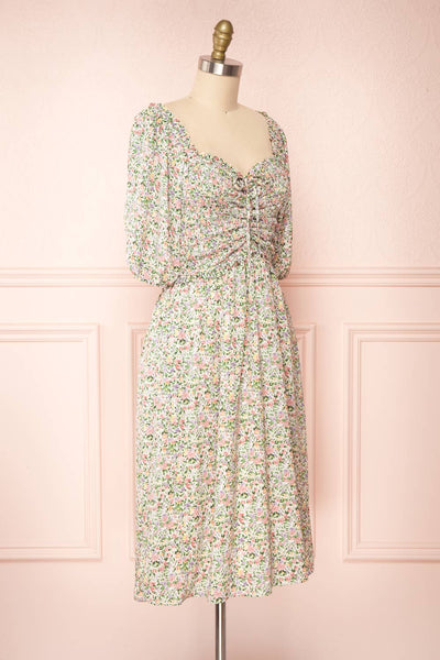 Lovisa Floral Patterned Puffy Sleeve Midi Dress | Boutique 1861 side view