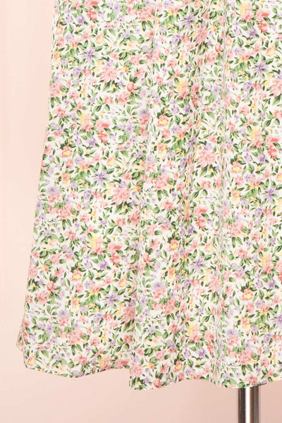 Lovisa Floral Patterned Puffy Sleeve Midi Dress | Boutique 1861 bottom close-up