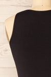Luane Black Ribbed High Neck Tank Top | La petite garçonne back close-up