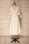 Lubsko Sand Beige & White Striped Button-Up Dress | La Petite Garçonne