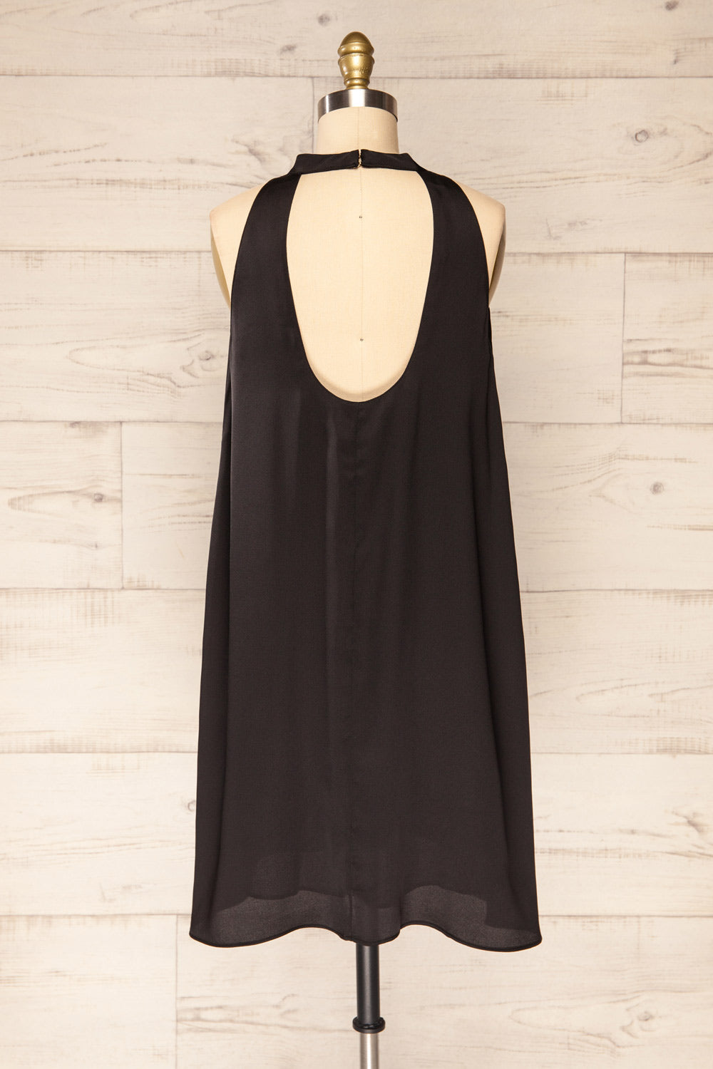 Lucha Black Halter Neck Sleeveless Silky Dress | La petite garçonne back view