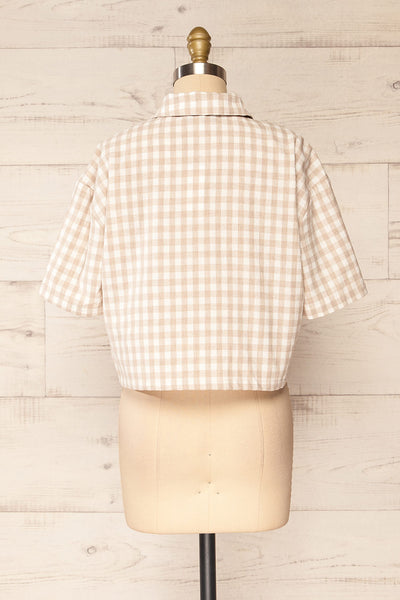 Lugaa Short Sleeve Gingham Print Button-Up Shirt | La petite garçonne back view
