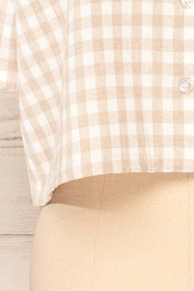 Lugaa Short Sleeve Gingham Print Button-Up Shirt | La petite garçonne bottom