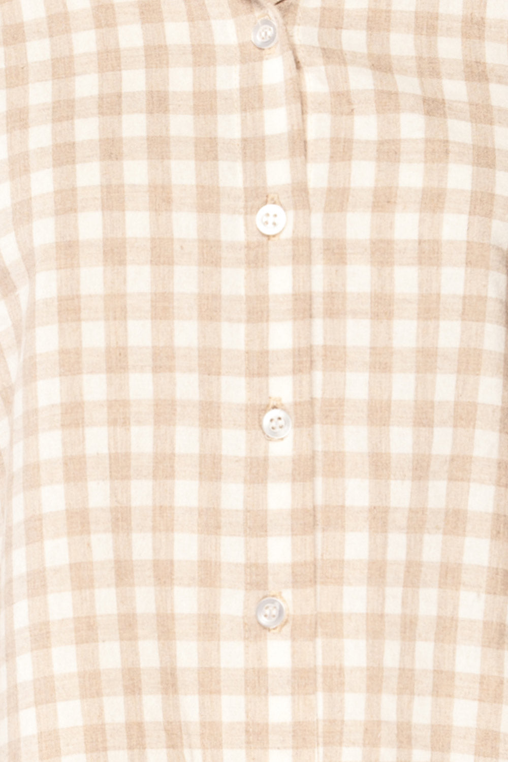 Lugaa Short Sleeve Gingham Print Button-Up Shirt | La petite garçonne fabric 