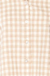Lugaa Short Sleeve Gingham Print Button-Up Shirt | La petite garçonne fabric
