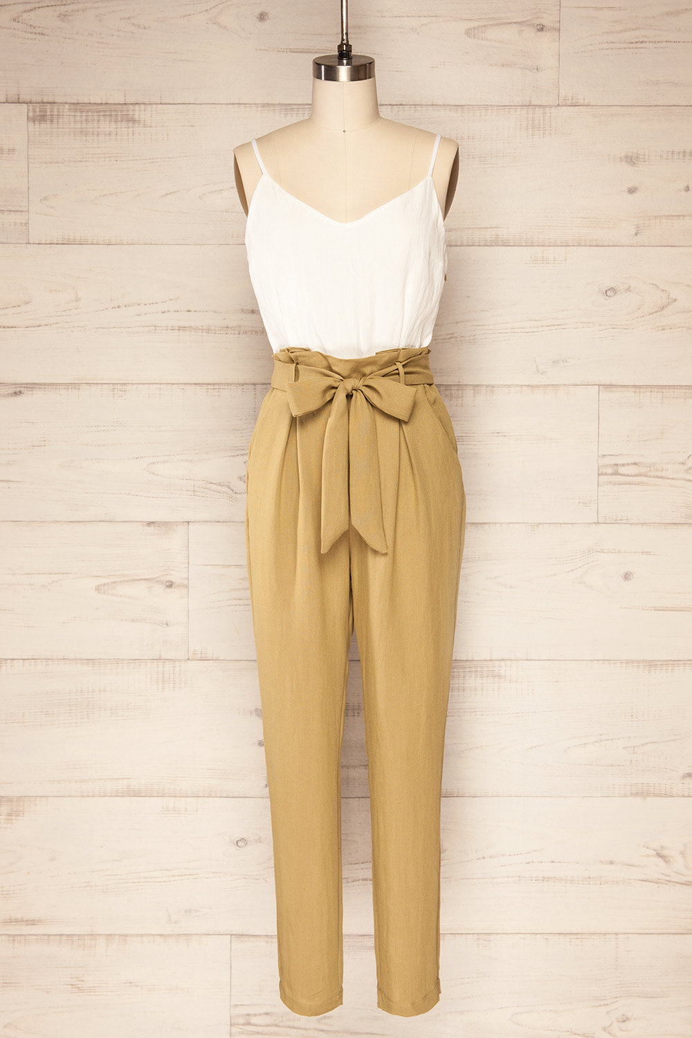 Lugano Straight Leg Jumpsuit w/ Fabric Belt | La petite garçonne front view 