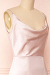 Lukela Blush Draped Collar Mermaid Satin Maxi Dress | Boutique 1861 side close-up