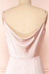 Lukela Blush Draped Collar Mermaid Satin Maxi Dress | Boutique 1861 back close-up