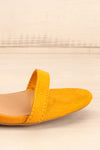 Lukow Mustard Faux Suede Sandals | La petite garçonne side close-up
