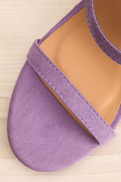 Lukow Purple Faux Suede Sandals | La petite garçonne flat close-up