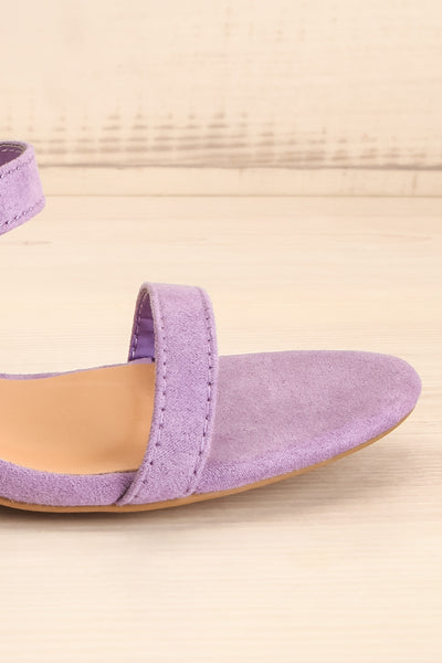 Lukow Purple Faux Suede Sandals | La petite garçonne side close-up