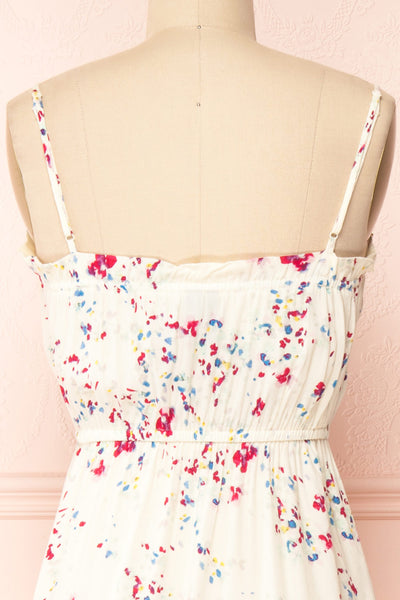 Lalumi | Patterned Tiered Midi Dress back close-up