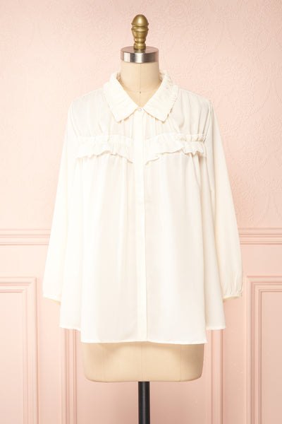 Lunshi Ruffled Button-Up Blouse | Boutique 1861 front view