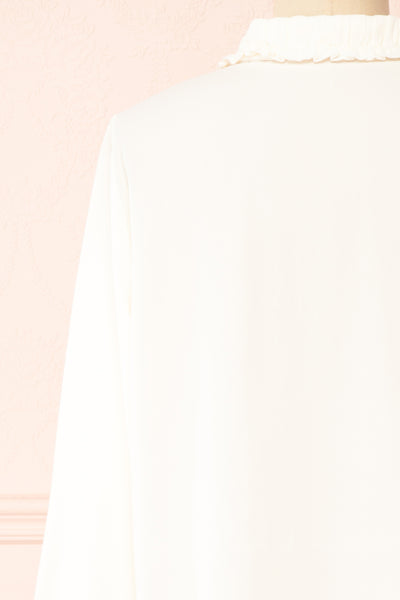 Lunshi Ruffled Button-Up Blouse | Boutique 1861 back close-up