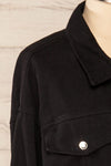 Luokta Black Cropped Jean Jacket | La petite garçonne side close-up