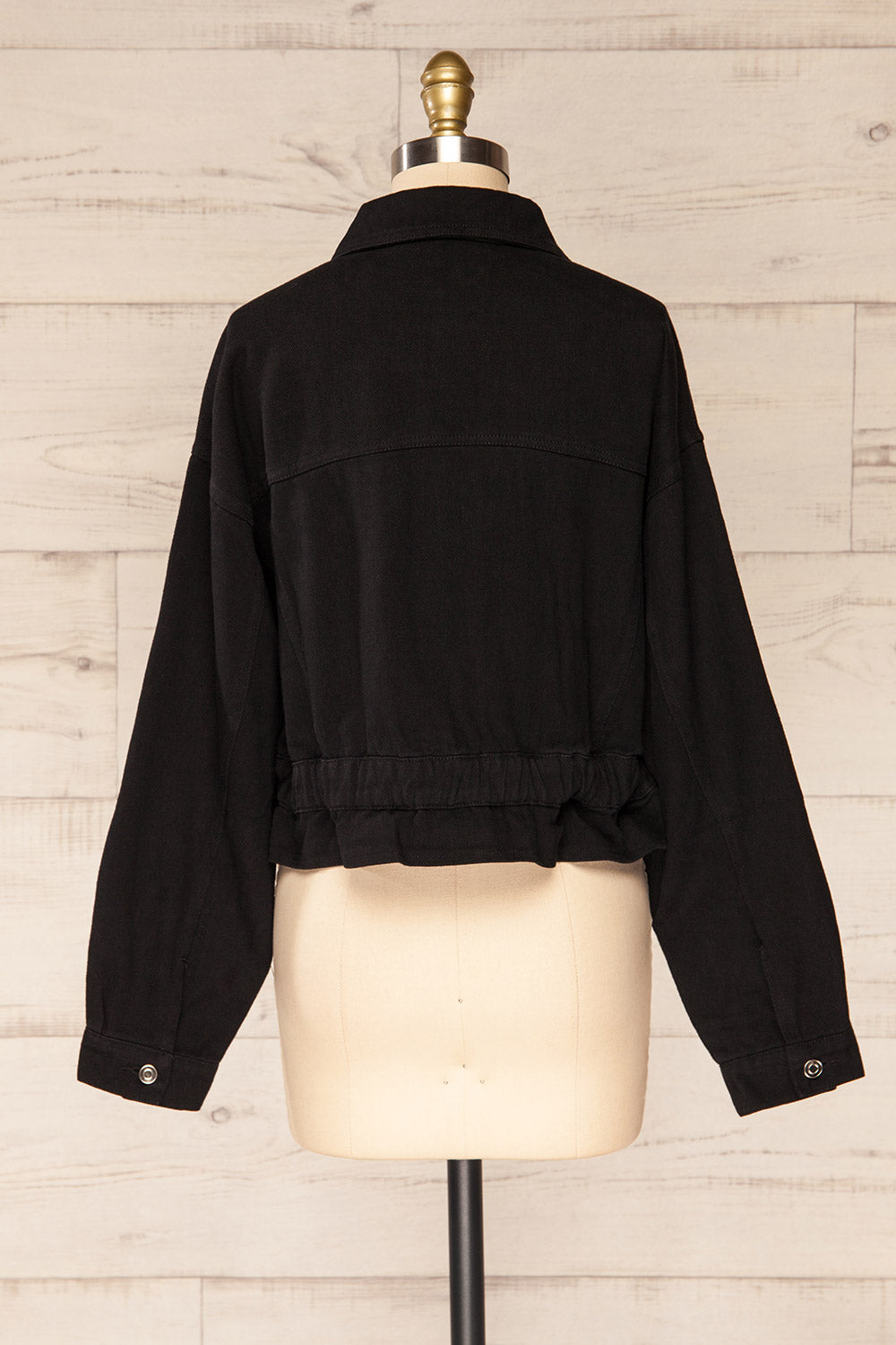 Luokta Black Cropped Jean Jacket | La petite garçonne back view