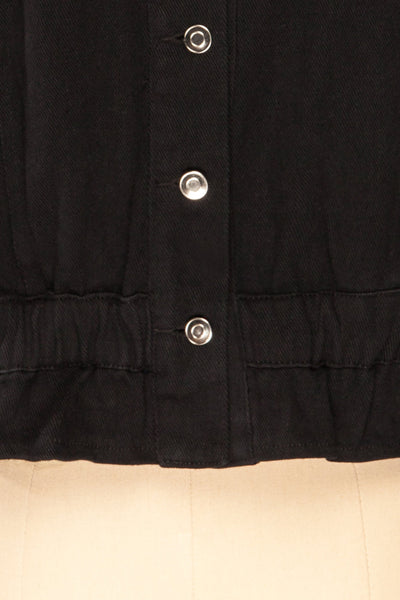 Luokta Black Cropped Jean Jacket | La petite garçonne buttons close-up