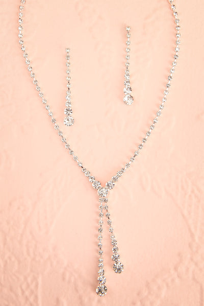 Lupita Crystal Earrings & Necklace Set | Boutique 1861 flat view