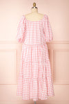 Lura Tiered Gingham Print Midi Dress w/ Puff Sleeves | Boutique 1861 back view