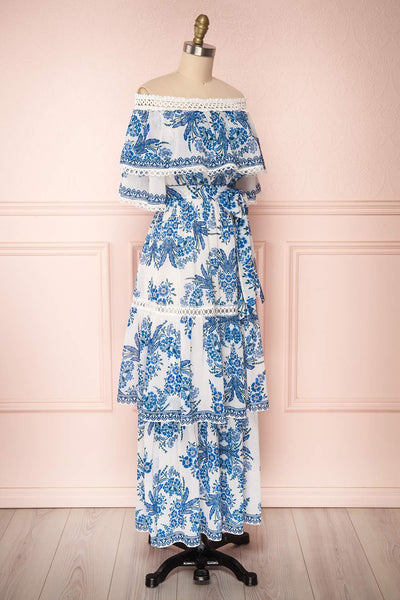 Luzuriaga Blue Floral Ruffled Midi Summer Dress | Boutique 1861