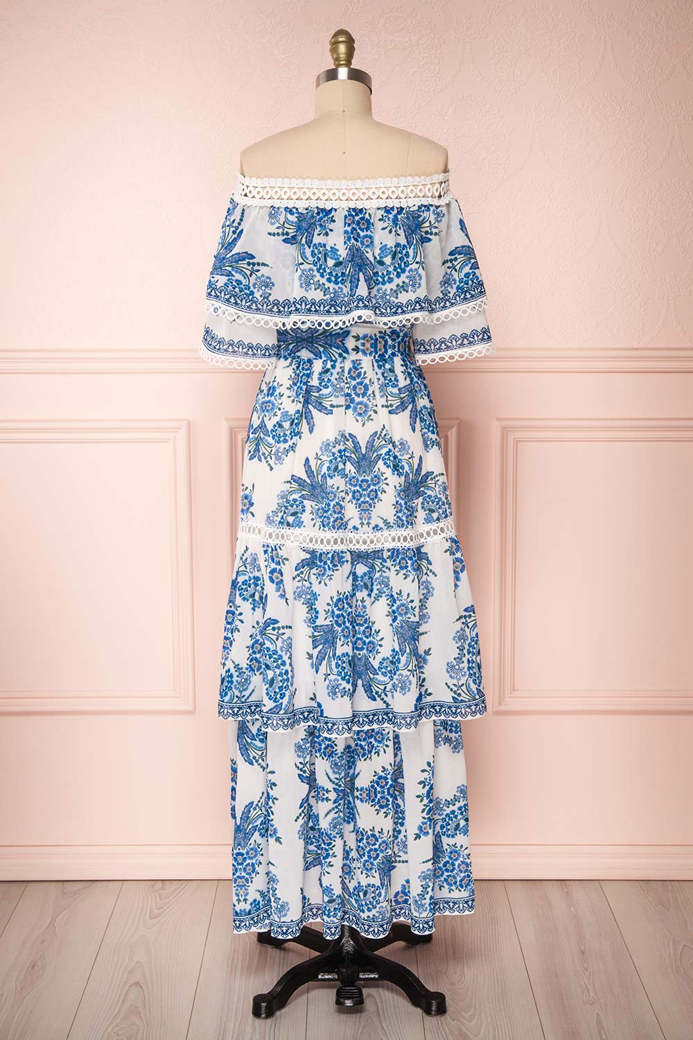 Luzuriaga Blue Floral Ruffled Midi Summer Dress | Boutique 1861