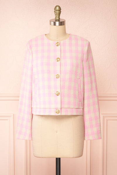 Lybugg Pink Tweed Blazer w/ Round Collar | Boutique 1861 front view