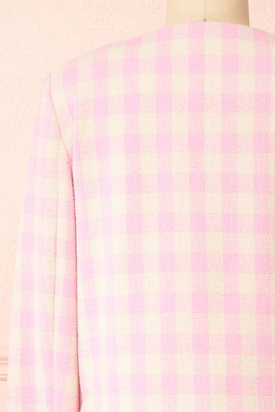 Lybugg Pink Tweed Blazer w/ Round Collar | Boutique 1861  back close-up