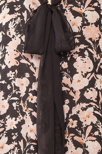 Lydia Black Floral Chiffon Blouse w/ Bow Collar | Boutique 1861 fabric