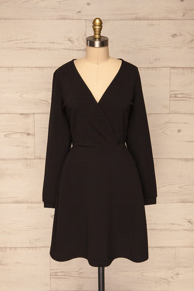 Lydie Noir Black A-Line Dress | Robe | La Petite Garçonne front view