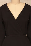Lydie Noir Black A-Line Dress | Robe | La Petite Garçonne front close-up