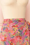 Lynehea Colorful Floral Wrap Midi Skirt | Boutique 1861 side close-up