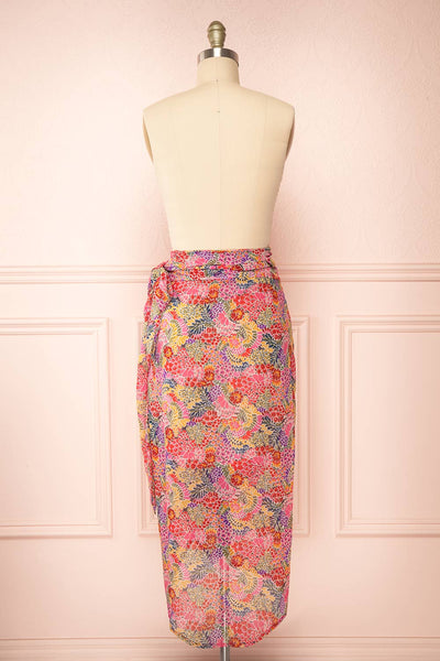 Lynehea Colorful Floral Wrap Midi Skirt | Boutique 1861 back view