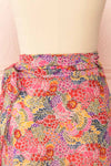 Lynehea Colorful Floral Wrap Midi Skirt | Boutique 1861 back close-up