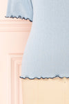 Lynne Blue Short Sleeve Ribbed Top w/ Frills | Boutique 1861 bottom
