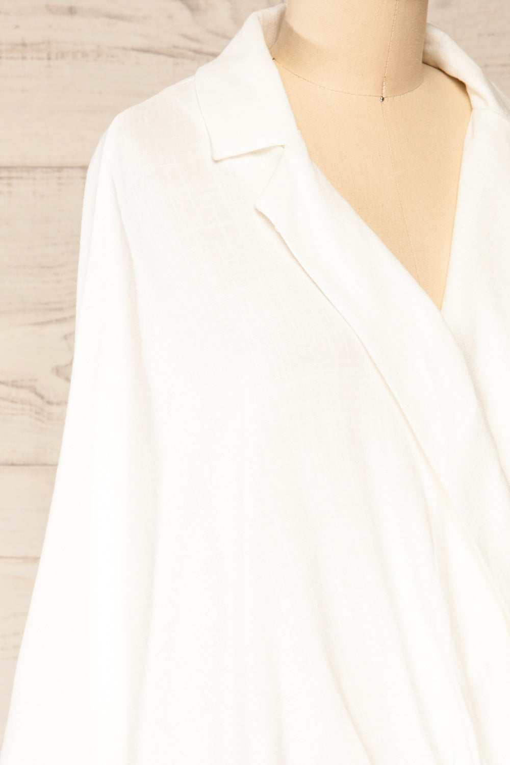 Lytrap White Oversized V-Neck Blouse | La petite garçonne side close-up